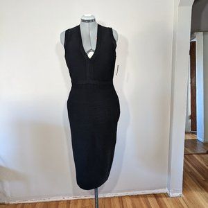 Black, body-con knitted dress
